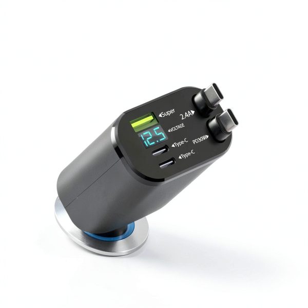 Vena Retractable USB C Car Charger PD30 Fast Charging-2