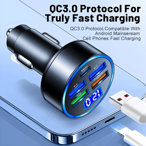 Pavo 150W Car Charger 5 Port Fast Charging Smart Protection-3