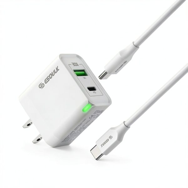 Esoulk 30W PD QC Fast Charger Wall Charger USB C Cable-0