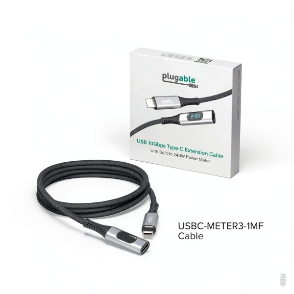 Plugable USB-C Extension Cable 240W Power Meter 10Gbps-6
