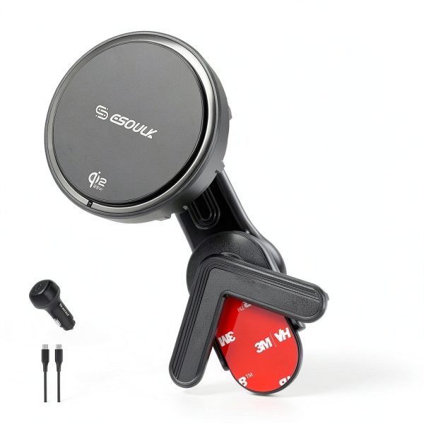ESOUK 25W Qi2 Wireless Car Charger Tesla Mount iPhone-4