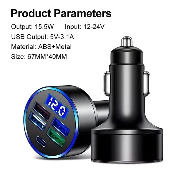 Pavo 150W Car Charger 5 Port Fast Charging Smart Protection-2