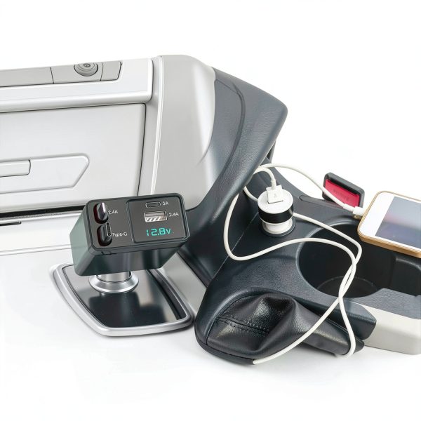 NEXPOW Car Charger Retractable Cables Voltage Display-5