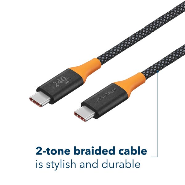 Insignia USB-C Cable 240W Fast Charging 8 ft Braided-2