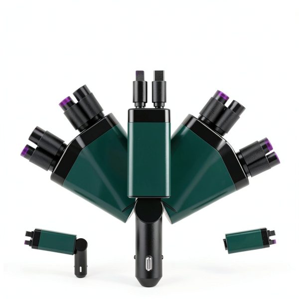 NEXPOW Car Charger Retractable Cables Voltage Display-4