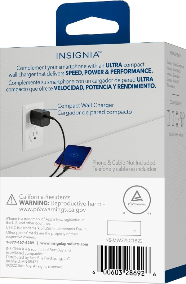 Insignia 25W USB-C Wall Charger Fast Compact Foldable-9