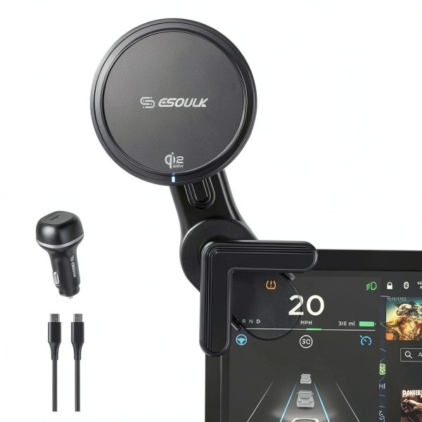 ESOUK 25W Qi2 Wireless Car Charger Tesla Mount iPhone-3