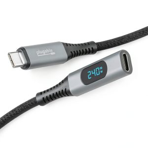 Plugable USB-C Extension Cable 240W Power Meter 10Gbps-0