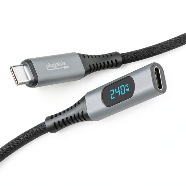 Plugable USB-C Extension Cable 240W Power Meter 10Gbps-0