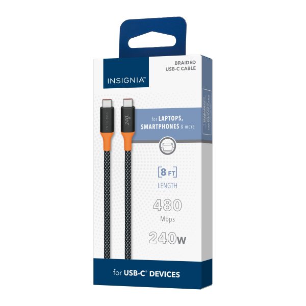 Insignia USB-C Cable 240W Fast Charging 8 ft Braided-7
