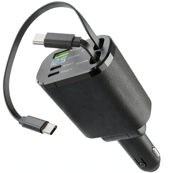 Vena Retractable USB C Car Charger PD30 Fast Charging-0