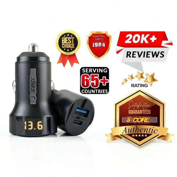 5 Core Dual Port Car Charger Fast Charging USB Type-C-10