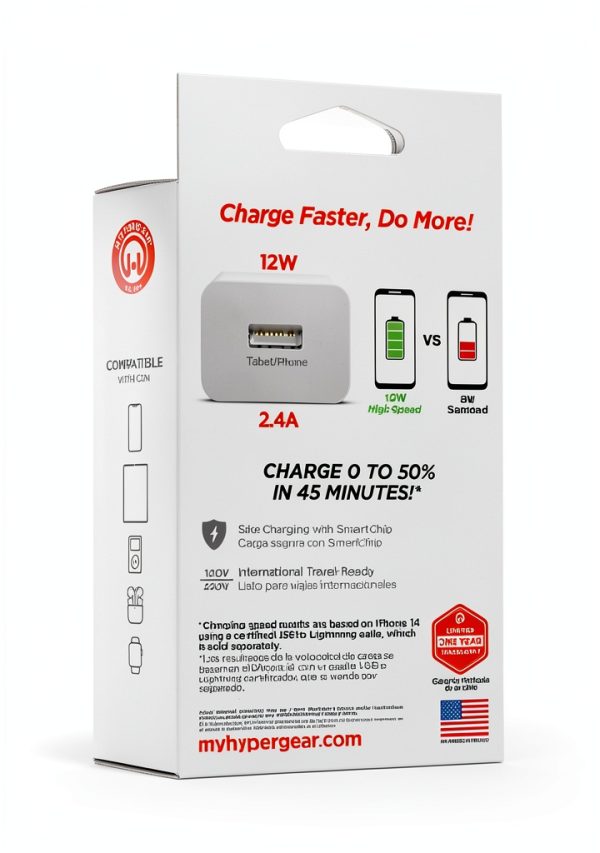 Universal Wall Charger 12W 2.4A SmartChip Technology Compact-3