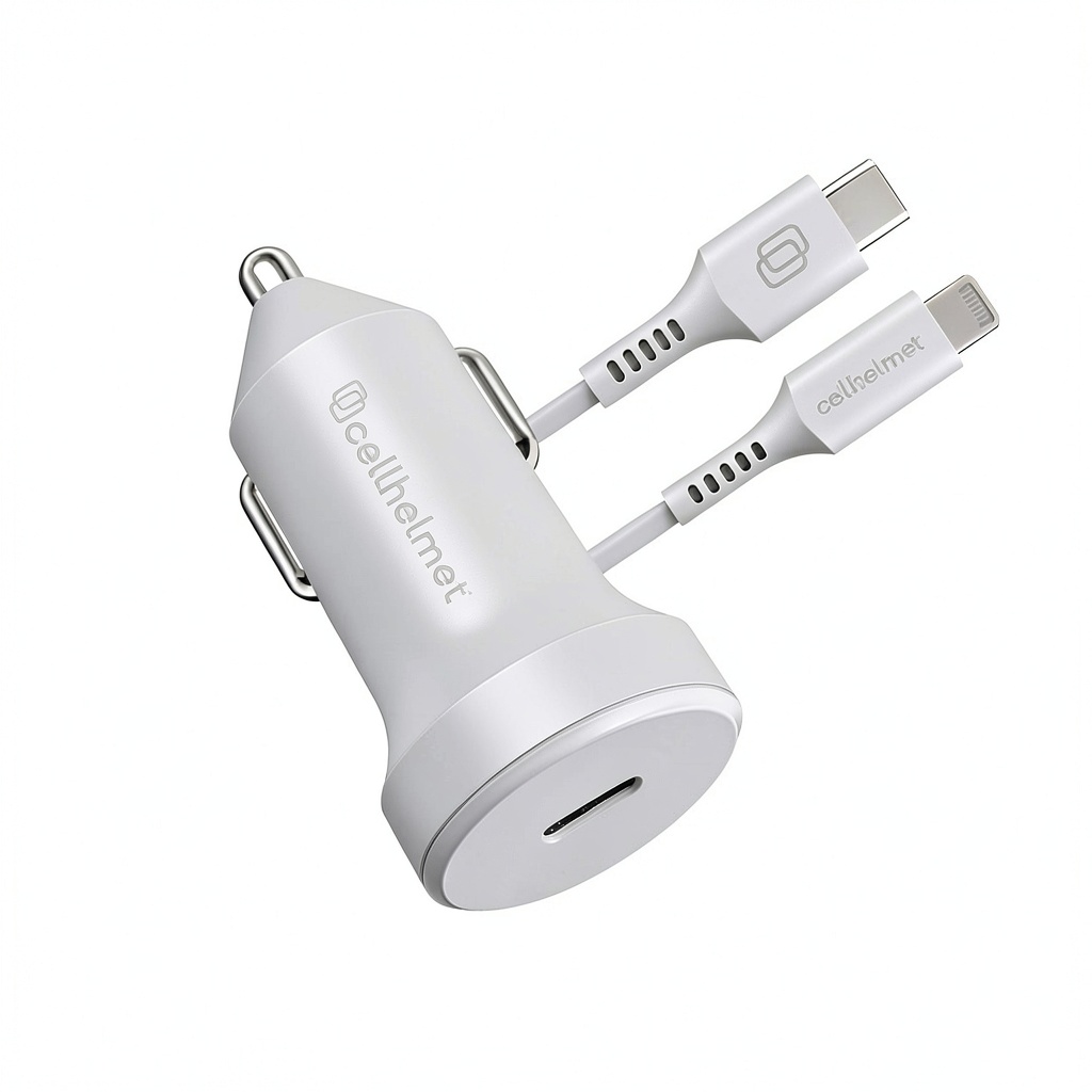 Cellhelmet 20W PD car charger in a vehicle dashboard