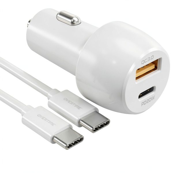 Overtime 38W USB C Car Charger Fast Charging Dual Port-0