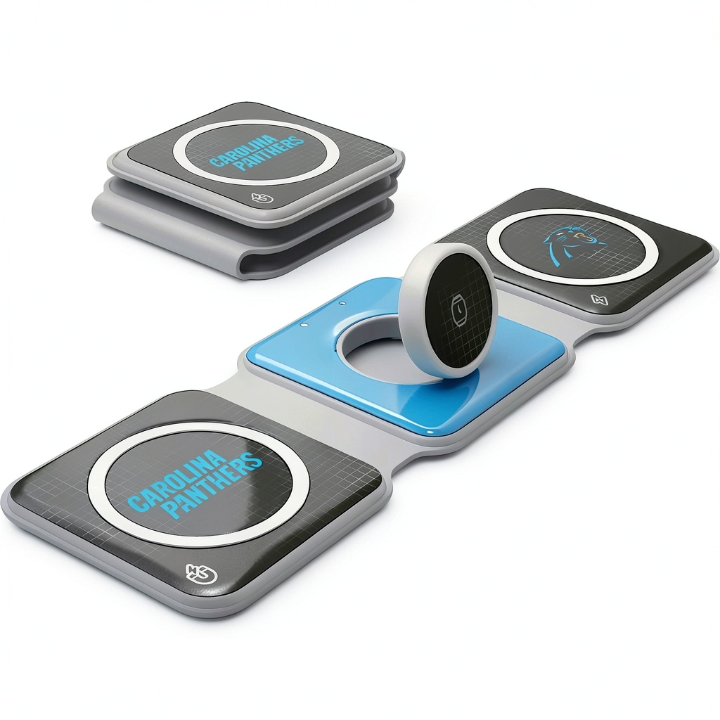 Carolina Panthers 3-in-1 Foldable Charger displayed on a table