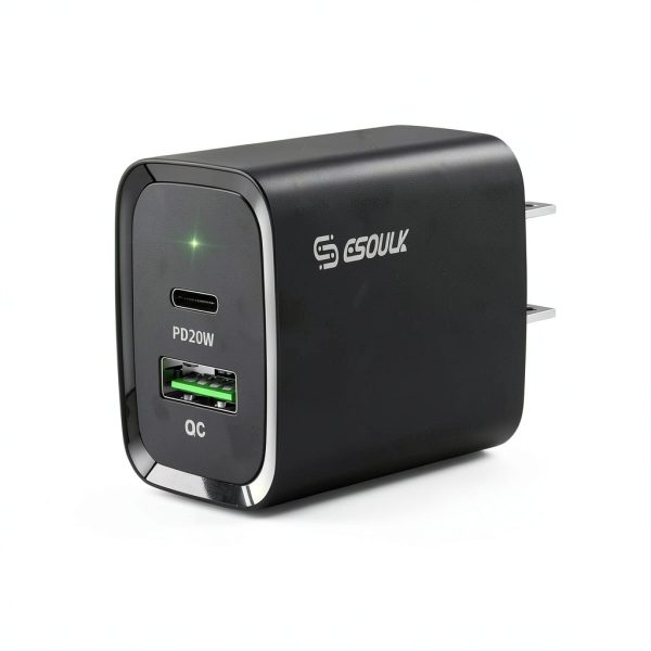 Esoulk 20W PD QC Fast Wall Charger Dual Port Compact-0