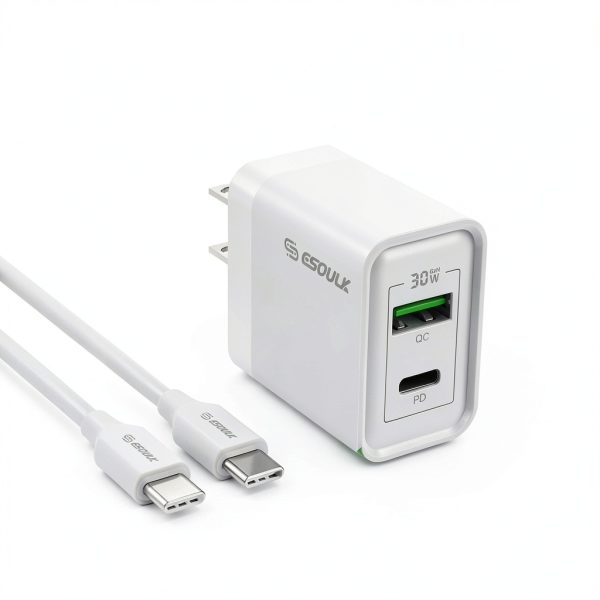 Esoulk 30W PD QC Fast Charger Wall Charger USB C Cable-1