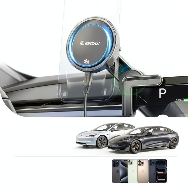 ESOUK 25W Qi2 Wireless Car Charger Tesla Mount iPhone-10