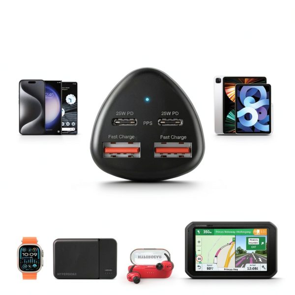 HyperGear 50W Quad Car Charger Fast Charge Multiple Devices-8