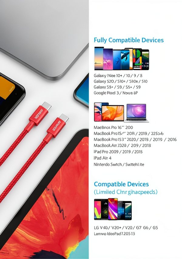 Anker USB C Cable 100W Nylon Durable for iPhone MacBook-4