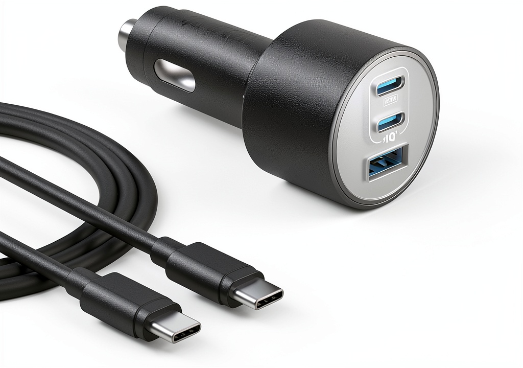 Anker Car Charger plugged into a car dashboard with devices connected